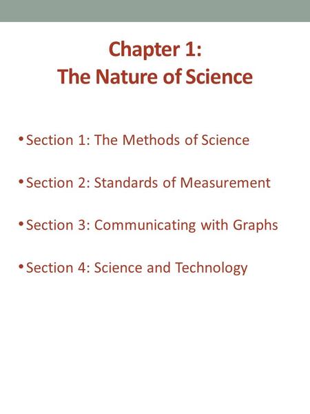 Chapter 1: The Nature of Science