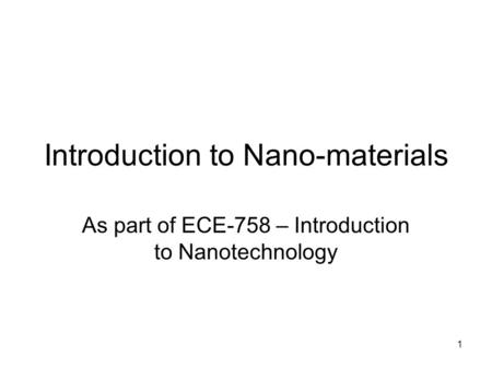 Introduction to Nano-materials