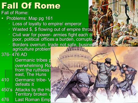 Fall Of Rome Fall of Rome: Problems: Map pg 161