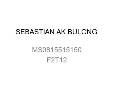 SEBASTIAN AK BULONG MS0815515150 F2T12. INTRODUCING YOU…