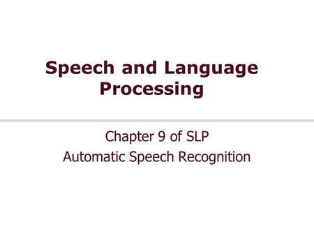 Speech and Language Processing