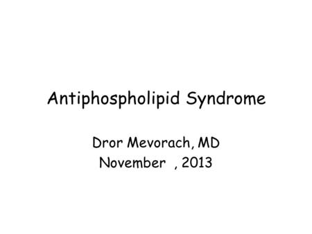 Antiphospholipid Syndrome