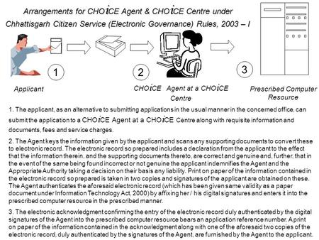 1. The applicant, as an alternative to submitting applications in the usual manner in the concerned office, can submit the application to a CHO i CE Agent.