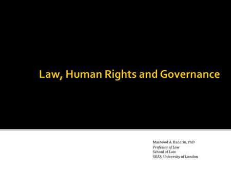 I NTRODUCTION : o What is Governance and what is (or what should be) its purpose? “the exercise of economic, political and administrative authority to.