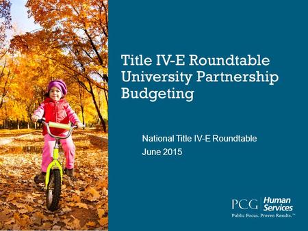 Title IV-E Roundtable University Partnership Budgeting