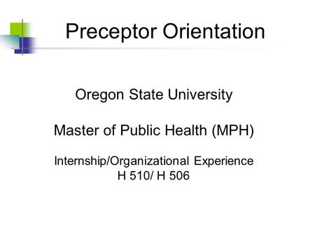 Preceptor Orientation