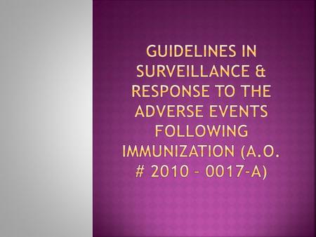  applies to health professionals private & public providing vaccination nationwide  DOH offices & attached agencies  private and government facilities.