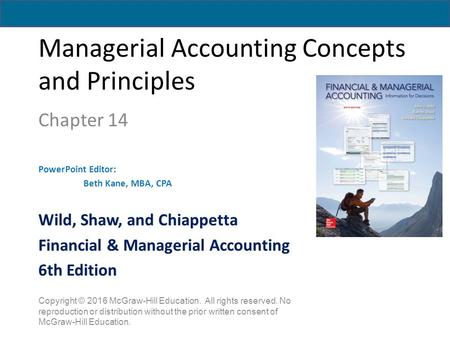 Managerial Accounting Concepts and Principles