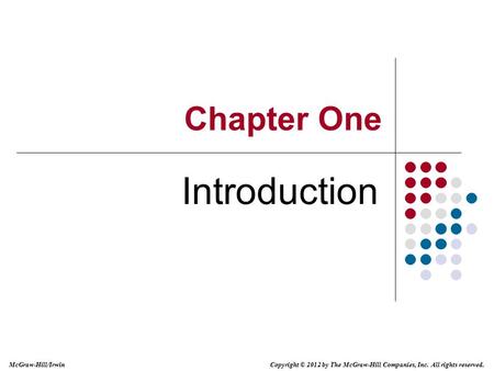 Chapter One Introduction.