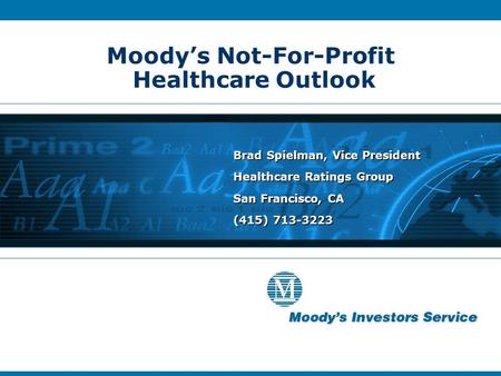 Moody’s Not-For-Profit Healthcare Outlook