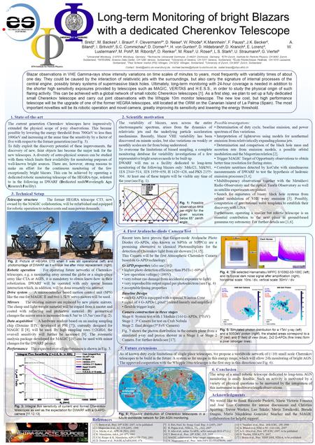 Long-term Monitoring of bright Blazars with a dedicated Cherenkov Telescope T. Bretz 1, M. Backes², I. Braun³, F. Clevermann²*, D. Neise², W. Rhode², K.Mannhein.