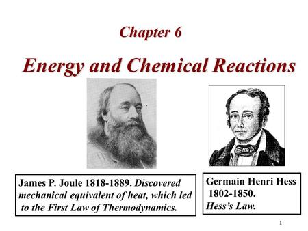 Energy and Chemical Reactions