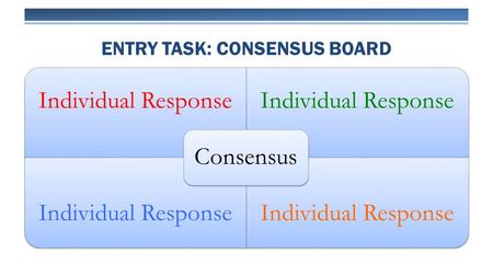 Individual Response Consensus ENTRY TASK: CONSENSUS BOARD.