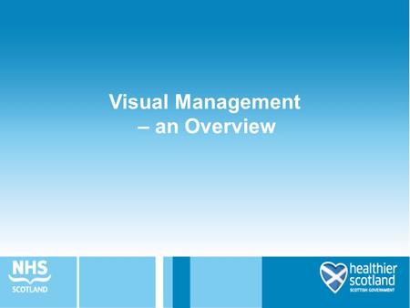 Visual Management – an Overview. What is Visual Management? Visual Management is a set of techniques for creating a workplace embracing visual communication.