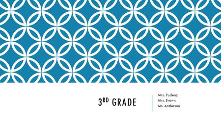 3 RD GRADE Mrs. Pudenz Mrs. Brown Ms. Anderson. WHAT DO WE TEACH IN 3 RD GRADE? ENGLISH LANGUAGE ARTS English Language Arts: My primary aim is to instill.