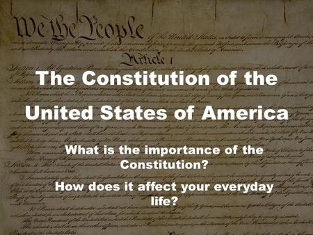 The Constitution of the United States of America