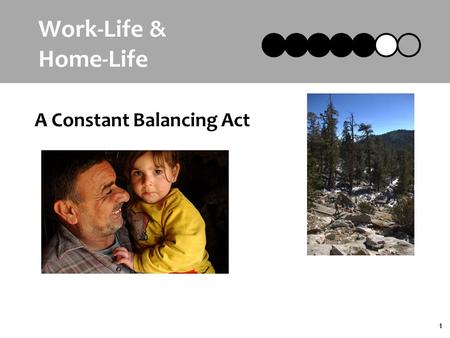 1 Work-Life & Home-Life A Constant Balancing Act.