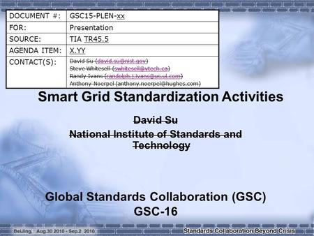 DOCUMENT #:GSC15-PLEN-xx FOR:Presentation SOURCE:TIA TR45.5 AGENDA ITEM:X.YY CONTACT(S): David Su Steve Whitesell.