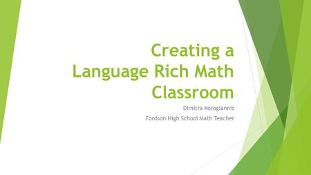 Creating a Language Rich Math Classroom