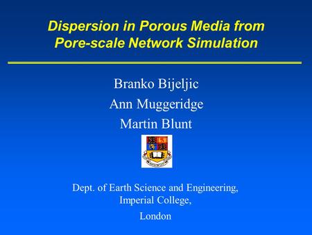 Dispersion in Porous Media from Pore-scale Network Simulation