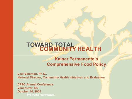 TOWARD TOTAL COMMUNITY HEALTH