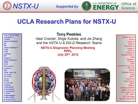 NSTX-U Supported by Culham Sci Ctr York U Chubu U Fukui U Hiroshima U Hyogo U Kyoto U Kyushu U Kyushu Tokai U NIFS Niigata U U Tokyo JAEA Inst for Nucl.