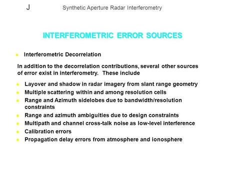 INTERFEROMETRIC ERROR SOURCES