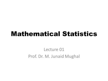 Mathematical Statistics