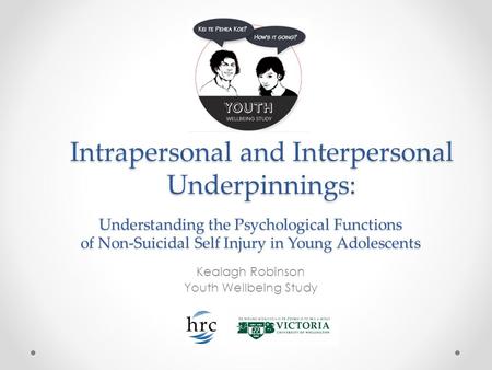 Intrapersonal and Interpersonal Underpinnings: Kealagh Robinson Youth Wellbeing Study Understanding the Psychological Functions of Non-Suicidal Self Injury.