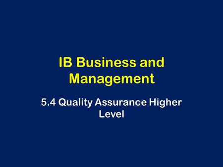 IB Business and Management