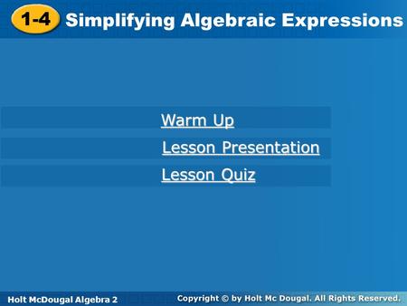 Simplifying Algebraic Expressions