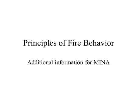 Principles of Fire Behavior