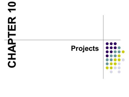 Projects CHAPTER 10. Learning Objectives 1. Explain what project management is and why it is important. 2. Identify the different ways projects can be.