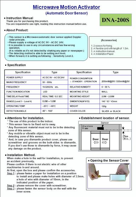 ■ Instruction Manual Thank you for purchasing this product. You are requested to use right, reading this instruction manual before use. Microwave Motion.