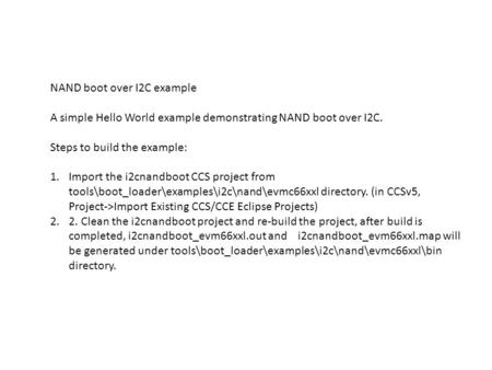 NAND boot over I2C example