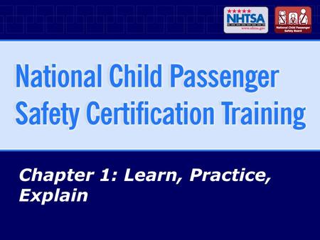 Chapter 1: Learn, Practice, Explain. 1-2National CPS Certification Training - April 2007 (R1010) Chapter Objectives Explain course expectations Discuss.