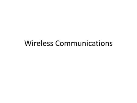 Wireless Communications