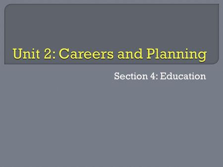 Section 4: Education.  Distinguish human capital vs human resources  Explain how education plays a role in planning for ALL careers.