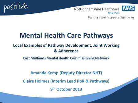 Mental Health Care Pathways