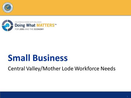 Small Business Central Valley/Mother Lode Workforce Needs 1.