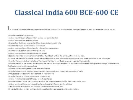 Classical India 600 BCE-600 CE