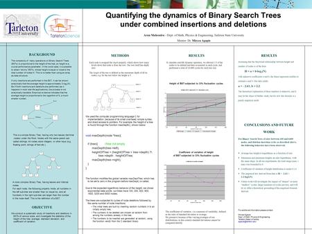 Quantifying the dynamics of Binary Search Trees under combined insertions and deletions BACKGROUND The complexity of many operations on Binary Search Trees.