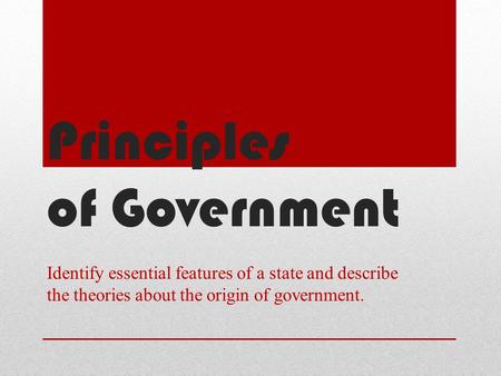 Principles of Government