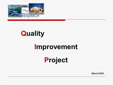 Quality Improvement Project March 2005. Now Future.