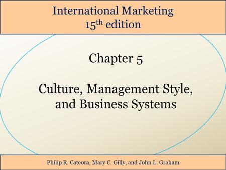 International Marketing 15 th edition Philip R. Cateora, Mary C. Gilly, and John L. Graham.