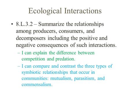 Ecological Interactions