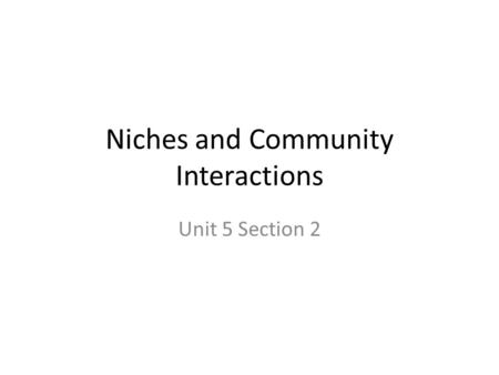 Niches and Community Interactions