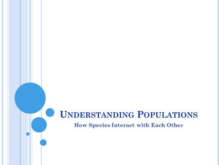 U NDERSTANDING P OPULATIONS How Species Interact with Each Other.