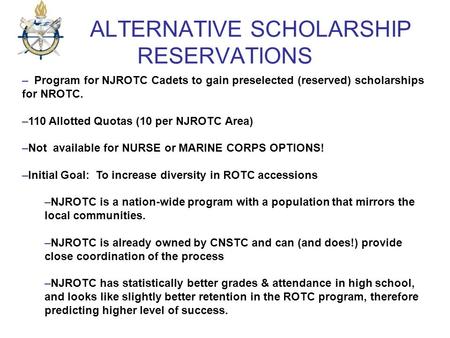 ALTERNATIVE SCHOLARSHIP RESERVATIONS