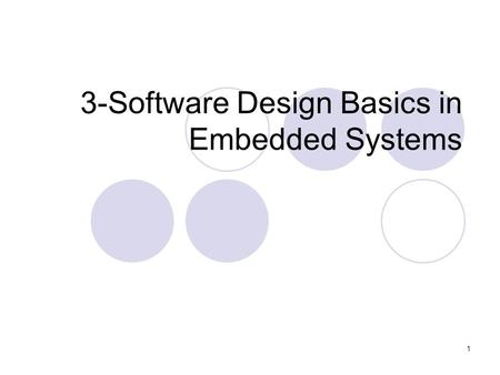 1 3-Software Design Basics in Embedded Systems. 2 Two Memory Architectures Processor Program memory Data memory Processor Memory (program and data) HarvardPrinceton.